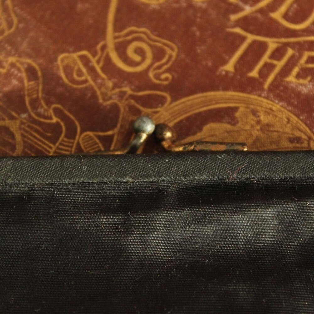 Vintage 1940s Coin Purse, Black Moire Taffeta Clutch Or Makeup Bag, Kiss Clasp - Picture 2 of 13
